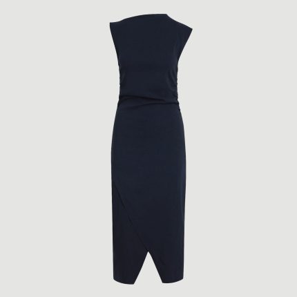 Manon Asymmetric-Neck Ruched Dress (Petite)