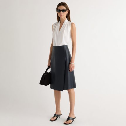 Alba Asymmetric Vegan Leather Skirt