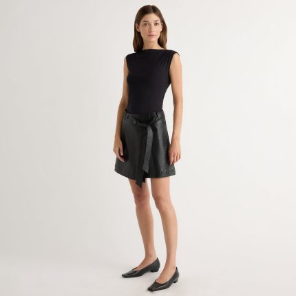 Tanner Vegan Leather Wrap Skirt